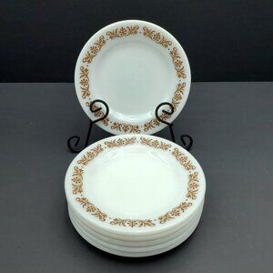 Pyrex Tableware by Corning Copper Filigree Milk Glass Bread & Butter Plates